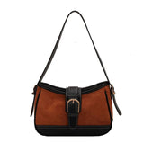 Retro Contrast Small PU Leather Underarm Bag for Women