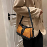 Retro Contrast Small PU Leather Underarm Bag for Women