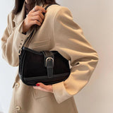 Retro Contrast Small PU Leather Underarm Bag for Women