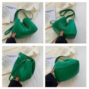 Personality Women Shoulder Bag Handbags And Purses Ruched Pu Leather Crossbody