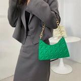 Korea Style Chain Shoulder Bag Plaid Pu Leather Handbags For Women