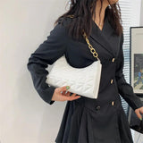 Korea Style Chain Shoulder Bag Plaid Pu Leather Handbags For Women