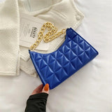 Korea Style Chain Shoulder Bag Plaid Pu Leather Handbags For Women