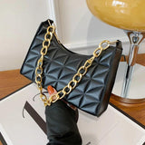 Korea Style Chain Shoulder Bag Plaid Pu Leather Handbags For Women