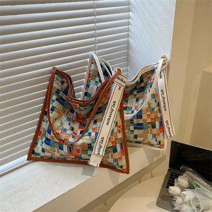 Colorful Printed Canvas Handbags Women Shoulder Bags Female Soft Environmental R