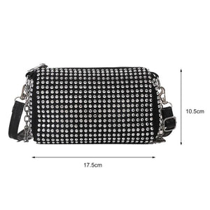 Rhinestone Shoulder Messenger Crossbody Bag Diamond Chain Ladies Casual Purse