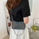 Rhinestone Shoulder Messenger Crossbody Bag Diamond Chain Ladies Casual Purse