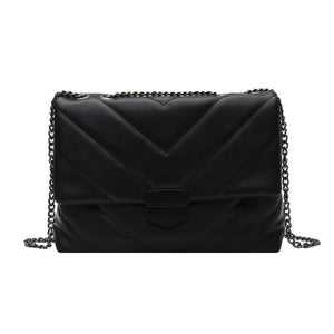 Lattice Pattern Handbag Soft PU Leather Female Handbags Chain Travel Bags