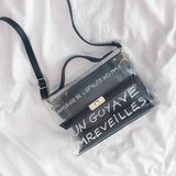 Women Transparent Handbag Letters Printed Shoulder Bag