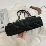 Women Leather Bag Lattice Pattern Handbag Soft PU Top-handle Chain Purse Casual