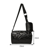 Ladies Bucket PU Shoulder Bag Messenger Bags Female Diamond Lattice Handbag