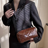 Ladies Bucket PU Shoulder Bag Messenger Bags Female Diamond Lattice Handbag