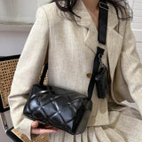 Ladies Bucket PU Shoulder Bag Messenger Bags Female Diamond Lattice Handbag