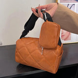 Ladies Bucket PU Shoulder Bag Messenger Bags Female Diamond Lattice Handbag