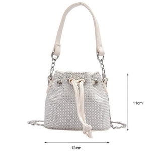 Diamond Rhinestone Bucket Chain Shoulder Bag Women Crossbody Tote