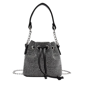 Diamond Rhinestone Bucket Chain Shoulder Bag Women Crossbody Tote