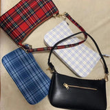Red Grid Shoulder Bag Women Bag Crossbody Messenger Tote
