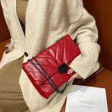 PU Leather Shoulder Handbag Women Small Square Crossbody Underarm Chain Clutches