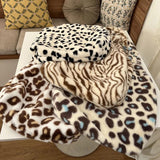 Leopard Print Shoulder Bag Soft Fluffy Handheld Shopping Bag for Autumn Winter