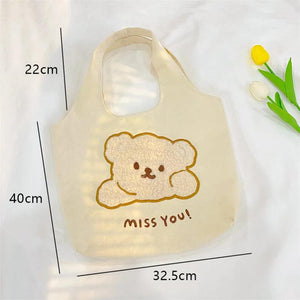 Canvas Bag Student Shoulder Bags Large-Capacity Reusable Shopping Bag