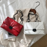 PU Leather Shoulder Handbag Women Solid Lattice Flap Square Crossbody Bag