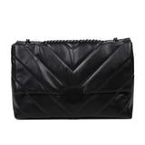 PU Leather Shoulder Handbag Women Solid Lattice Flap Square Crossbody Bag