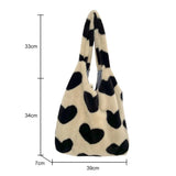 Winter Shoulder Handbags Soft Plush Top-handle Bags Love Heart Sweet