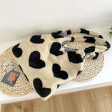 Winter Shoulder Handbags Soft Plush Top-handle Bags Love Heart Sweet