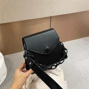 Autumn Female PU Leather Small Bag Solid Chain Portable Shoulder Messenger Bag