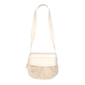 Shoulder Bags Women PU Patchwork Lambswool Cross-body Winter Plush Handbag