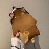 Shoulder Bags Women Vintage Cartoon PU Leather Chain Cross-body Handbag