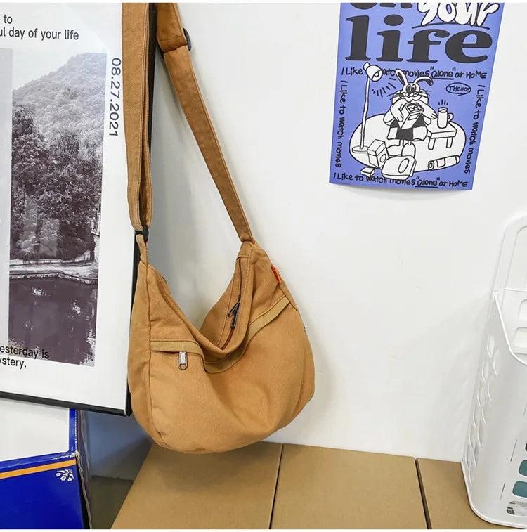 Vintage Canvas Crossbody Bag Eco Messenger Shopper Bag