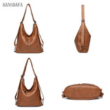 3 IN 1 Rivet Soft PU Leather Shoulder Messenger Bags Large Capacity Women's Hand