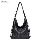3 IN 1 Rivet Soft PU Leather Shoulder Messenger Bags Large Capacity Women's Hand
