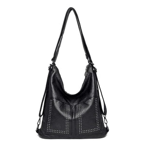 3 IN 1 Rivet Soft PU Leather Shoulder Messenger Bags Large Capacity Women's Hand