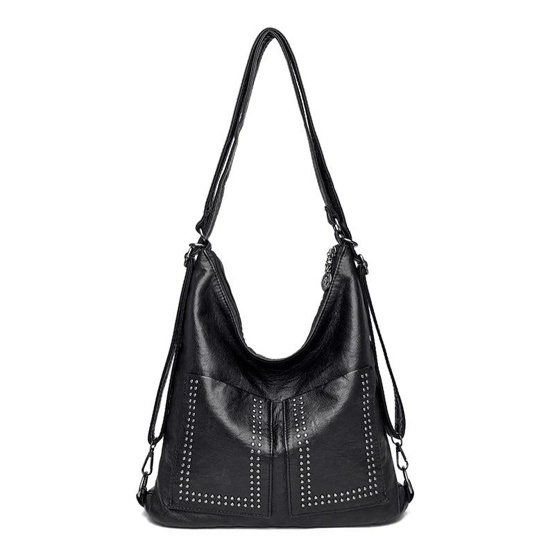 3 IN 1 Rivet Soft PU Leather Shoulder Messenger Bags Large Capacity Women's Hand