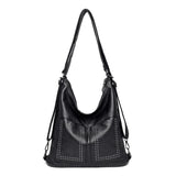 3 IN 1 Rivet Soft PU Leather Shoulder Messenger Bags Large Capacity Women's Hand