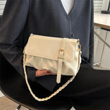 Spring Shoulder Bag with Knited Strap Fold Handbag