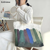 Harajuku Canvas Shoulder Bag Large Capacity Casual Tote Retro Style Handbag