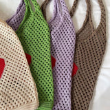 Vintage Female Knitted Mesh Shoulder Bag Handbag Ladies Beach Purse