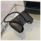 Texture Braided Handle Messenger Bag Vintage Underarm Handbag
