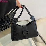 Texture Braided Handle Messenger Bag Vintage Underarm Handbag