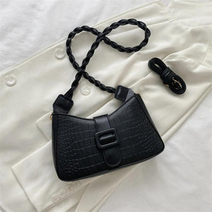 Texture Braided Handle Messenger Bag Vintage Underarm Handbag