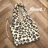 Leopard Cow Pattern Tote Bag for Women, Retro Handbag, Large Capacity