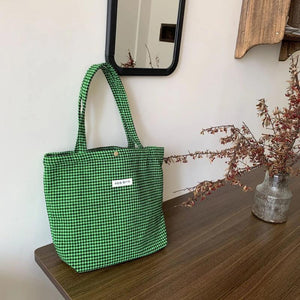 Houndstooth Pattern Women's Tote Handbags Plaid Ladies Portable Shoulder Bag