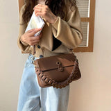 Vintage Chains One Shoulder Bags High Women PU Leather Casual Handbags