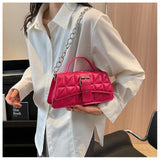 Vintage Plaid Shoulder Bag Chain Women Small Clutch Purse Tote Handbag