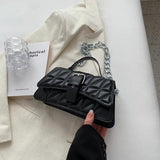 Vintage Plaid Shoulder Bag Chain Women Small Clutch Purse Tote Handbag