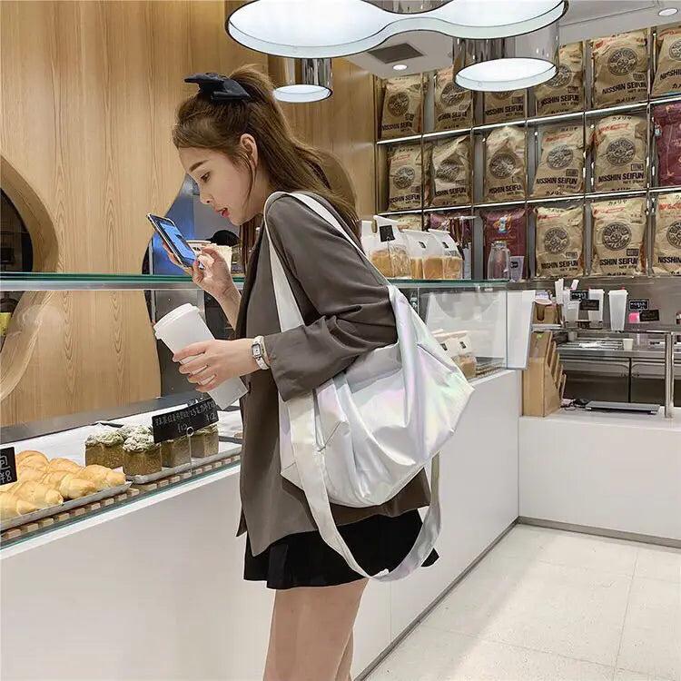 Reflective Crossbody Bag for Women Large Capacity School Bookbag