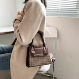 Plaid Crossbody Handbag Totes Women Casual PU Leather Shoulder Purse